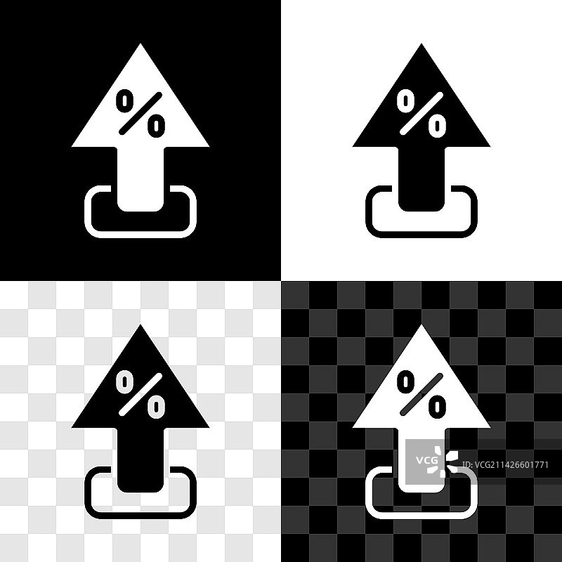 黑色背景上的百分比上升箭头图标图片素材