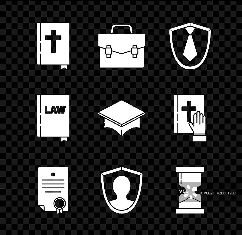 《圣经》、公文包、领带、证书合集图片素材