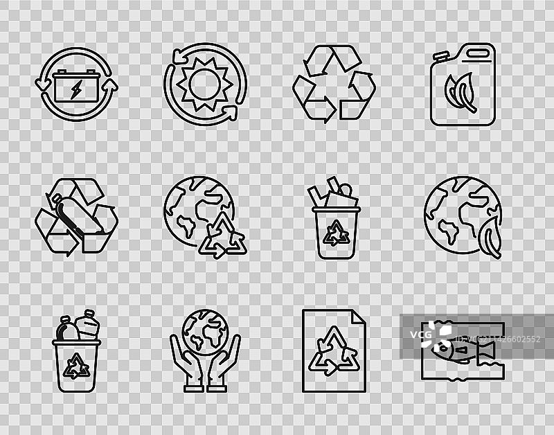 带回收标志的垃圾箱和停止标志图案图片素材