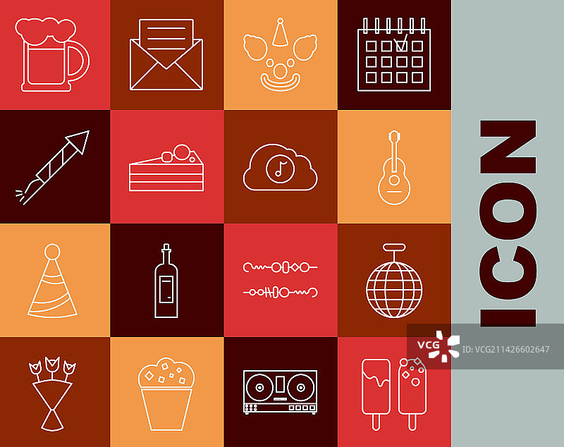 冰淇淋迪斯科球吉他小丑头组合图片素材