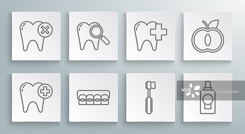 带牙套牙齿搜索组合线条素材图片素材