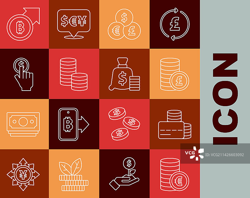 欧元符号信用卡金币线条素材图片素材