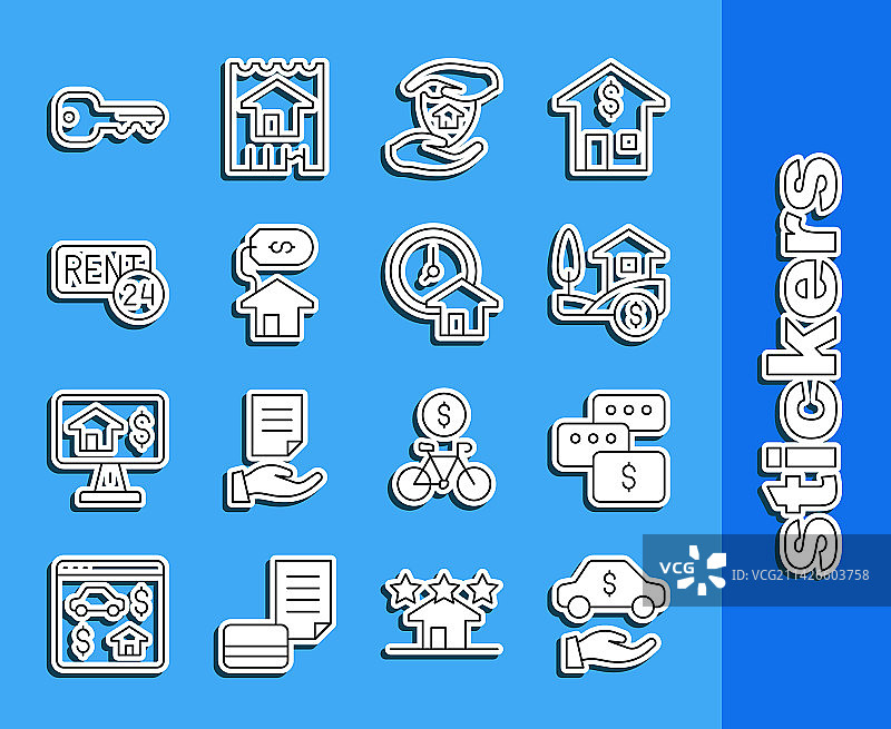 汽车租赁价格协商房屋图标套装图片素材