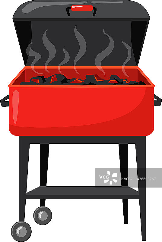 燃烧的烤架卡通图标夏季烧烤图片素材