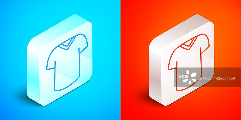 2.5D线条T恤图标，蓝色背景图片素材