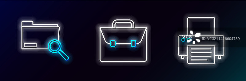 带文件夹的打印搜索概念线条设计图片素材