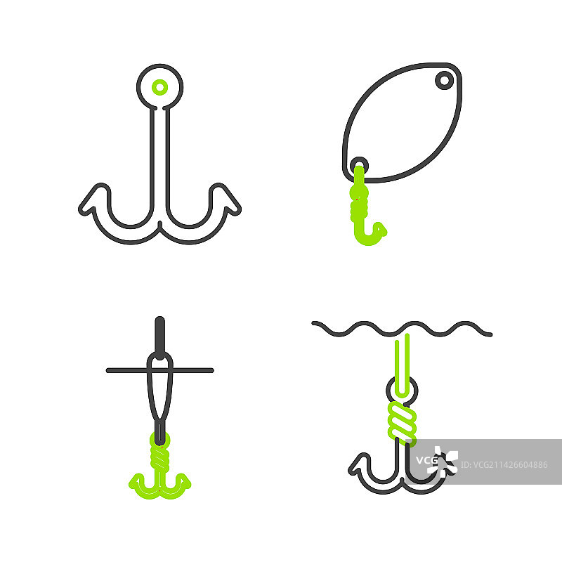水下鱼钩和漂浮物图片素材