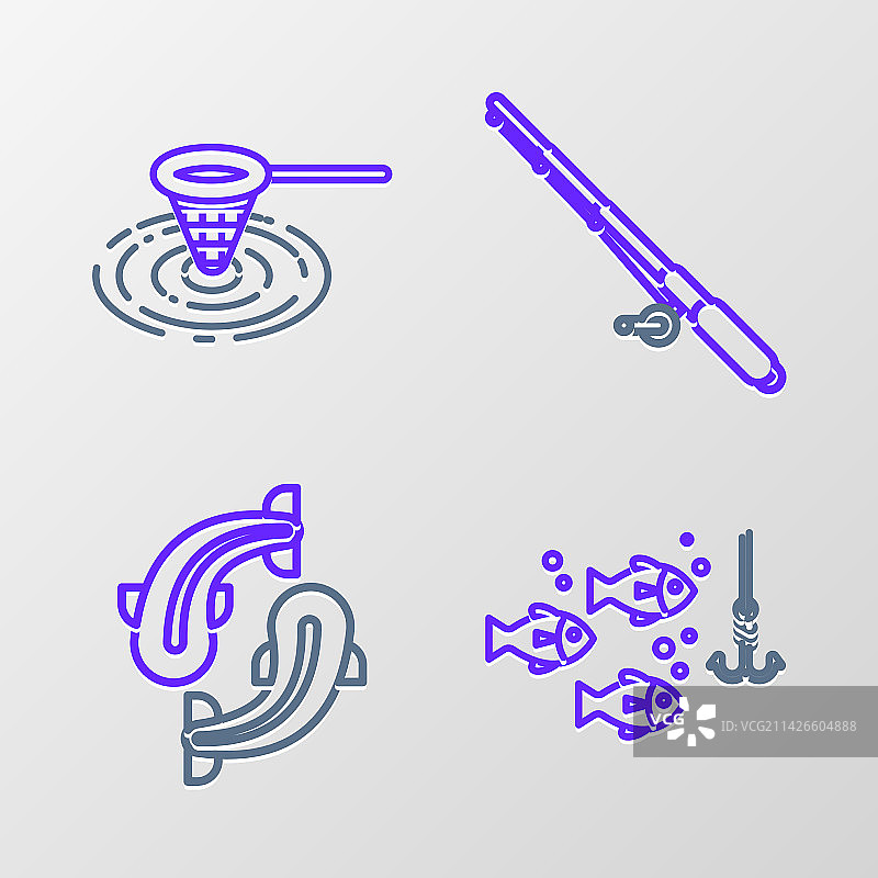 水下钓鱼鱼钩和鱼竿图片素材