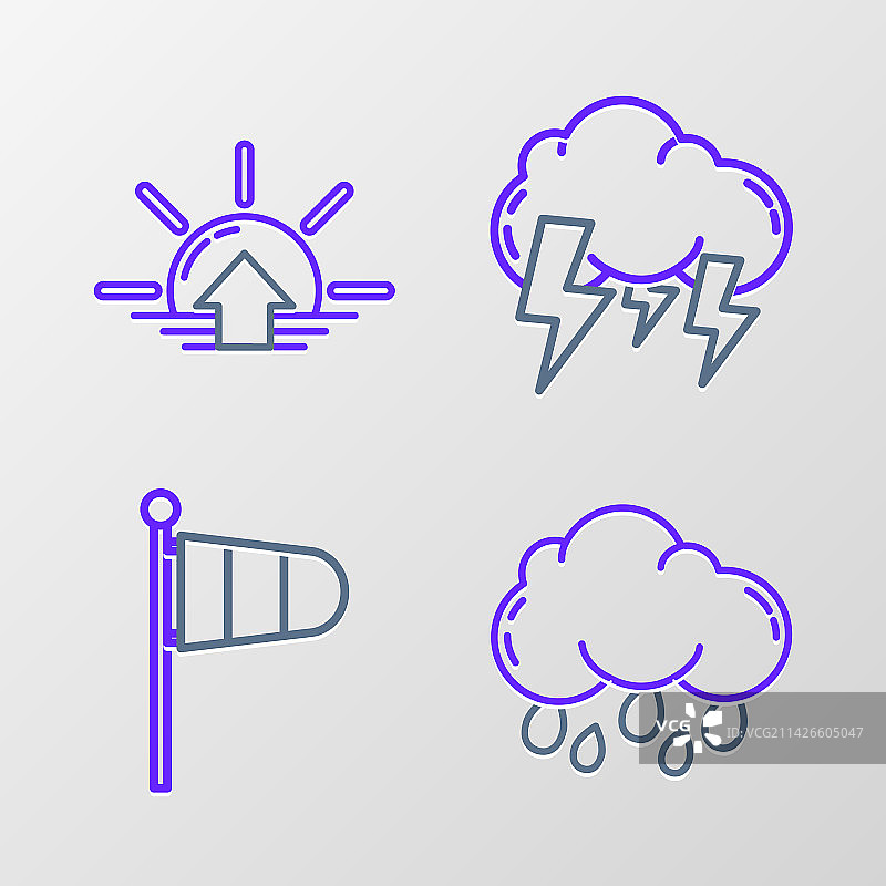 带雨和圆锥的云朵线条设计图片素材