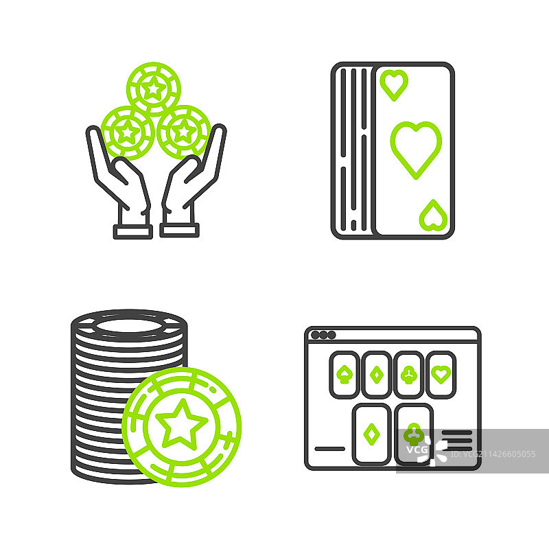 在线扑克牌桌赌场筹码线条素材图片素材