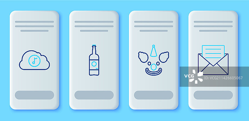 啤酒瓶小丑头像音乐流媒体线条图片素材