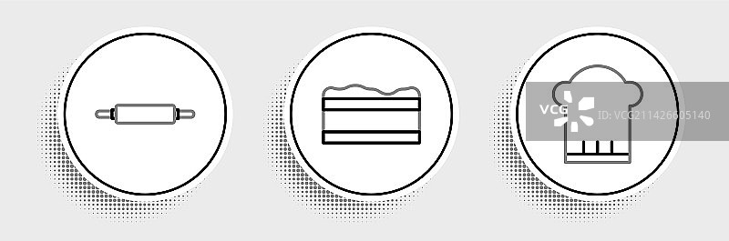 厨师帽擀面杖布朗尼线条设计图片素材