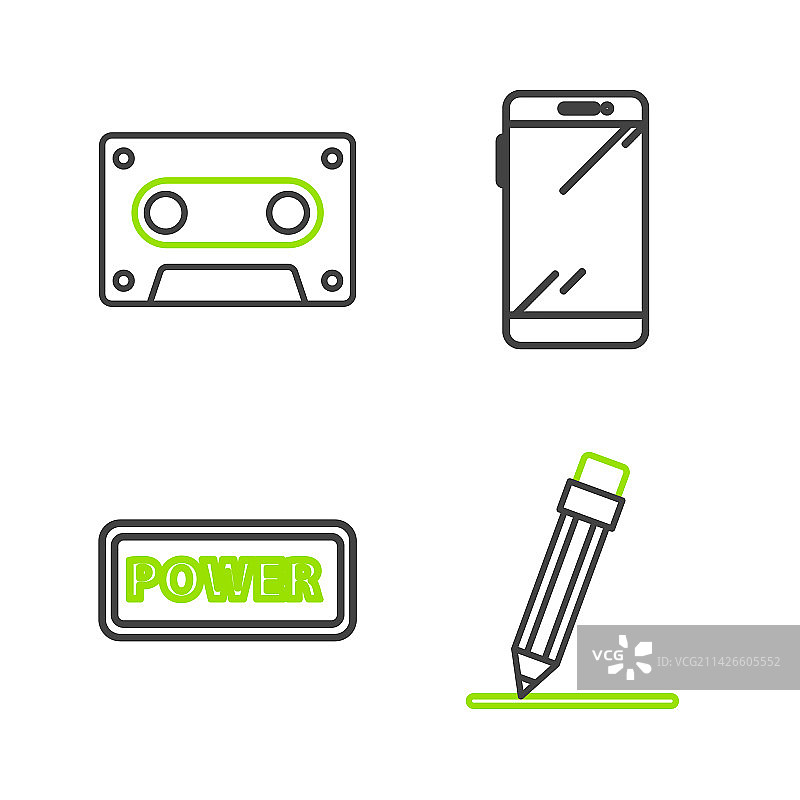 线稿铅笔橡皮电源按钮图片素材