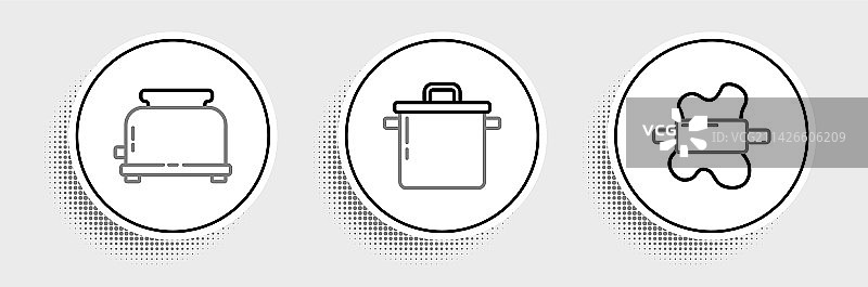 擀面杖面团烤面包机烹饪线条组合图片素材