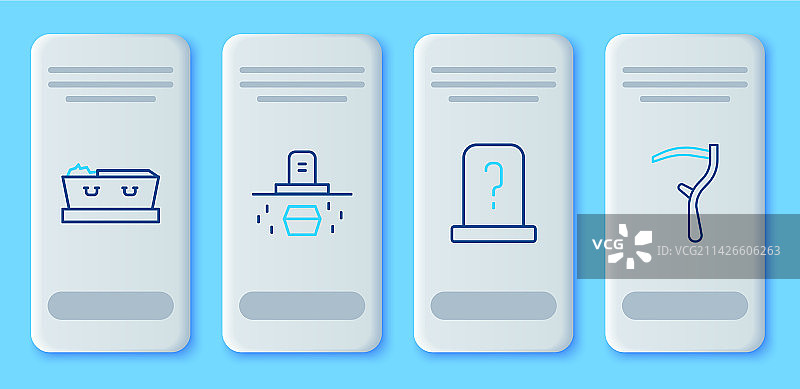 带棺材的坟墓墓碑线条图片素材