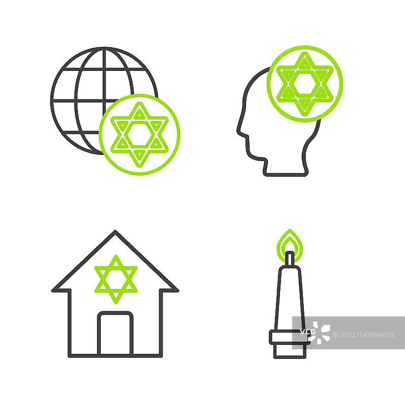 犹太教堂燃烧的蜡烛线条图片素材