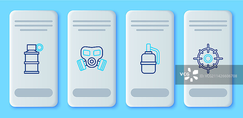 防毒面具、手榴弹、烟雾和目标合集图片素材