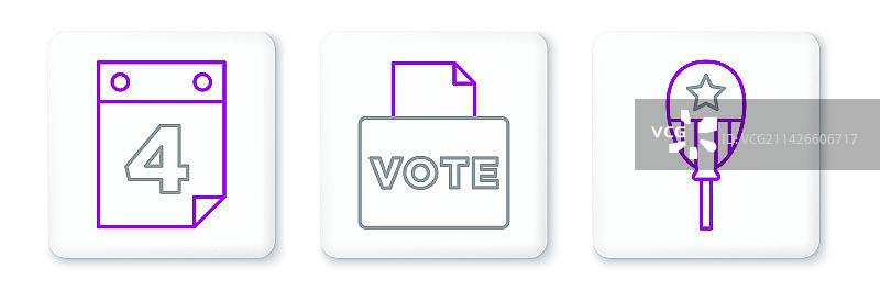 7月4日日历气球线条图片素材