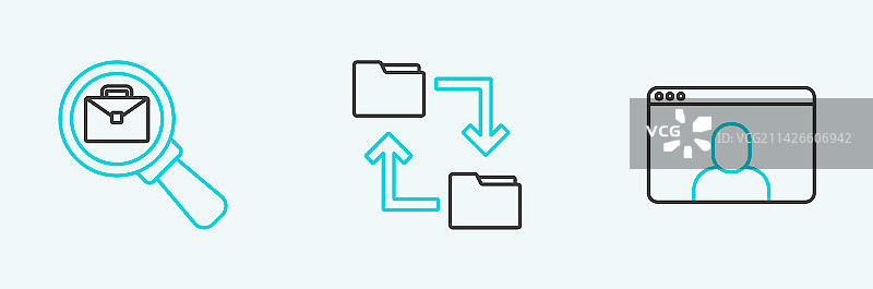 视频聊天会议放大镜线条图标图片素材