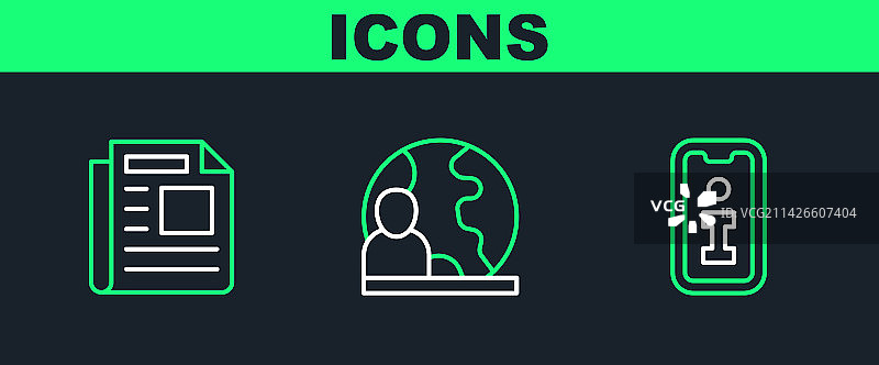 新闻与世界新闻图标信息线条图片素材