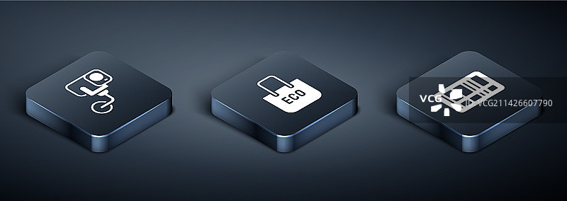 2.5D等距安全摄像头条形码图片素材