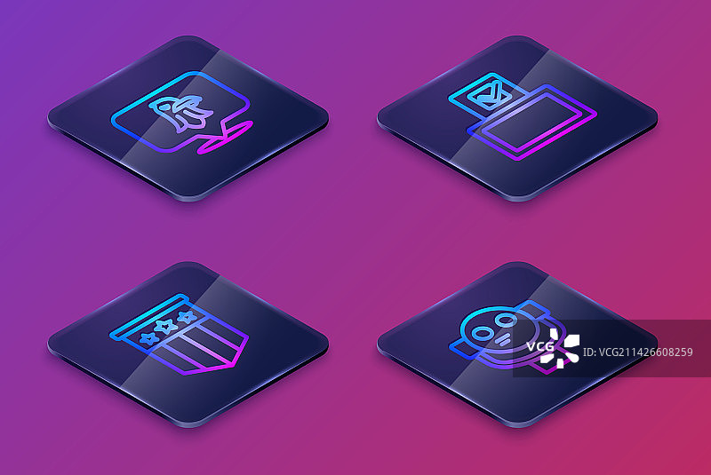 2.5D美国国旗投票箱雄鹰组合图片素材