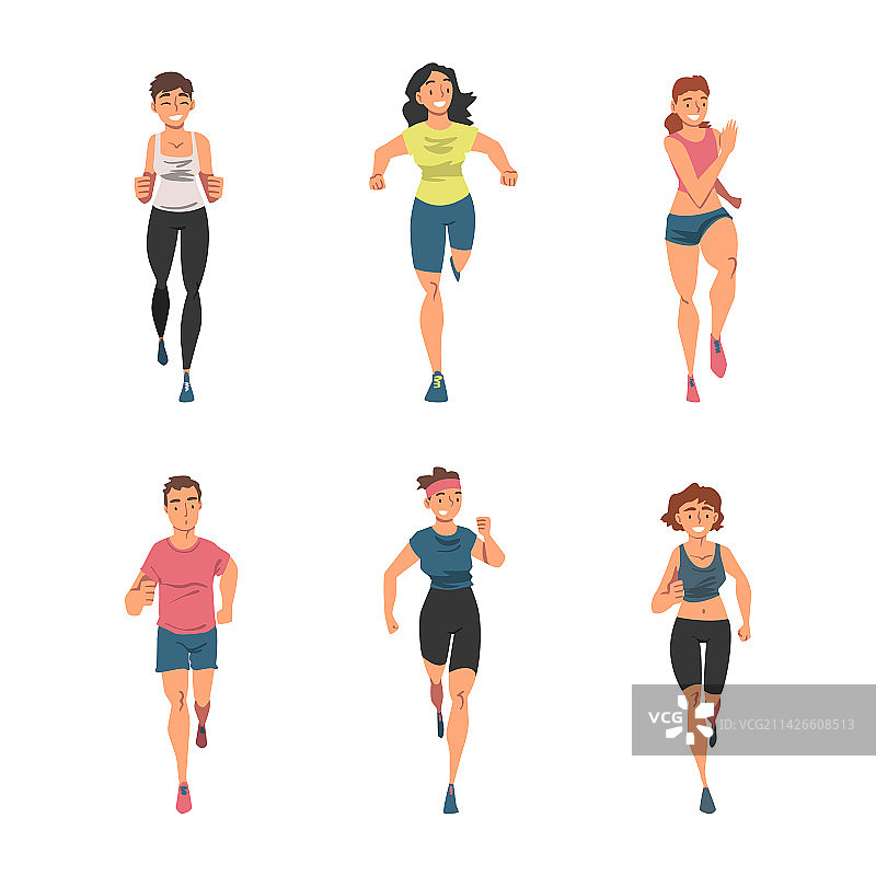 穿着运动服跑步的人物图片素材
