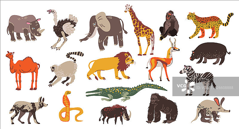 非洲动物合集：大象、河马图片素材