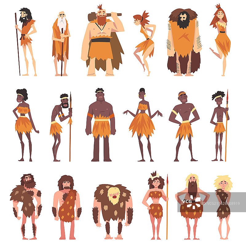 非洲土著男女与穴居人图片素材