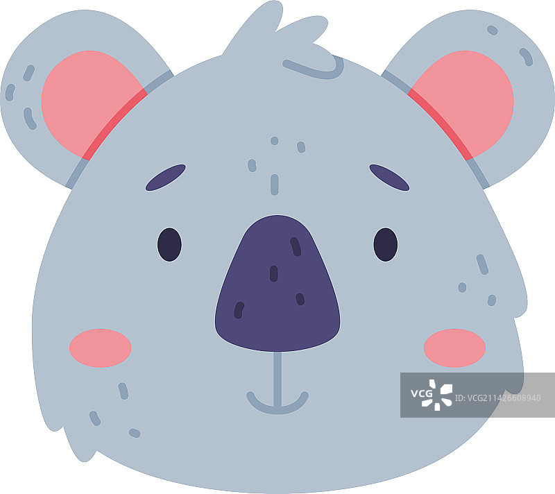 可爱的考拉宝宝头部，动物托儿所装饰图片素材