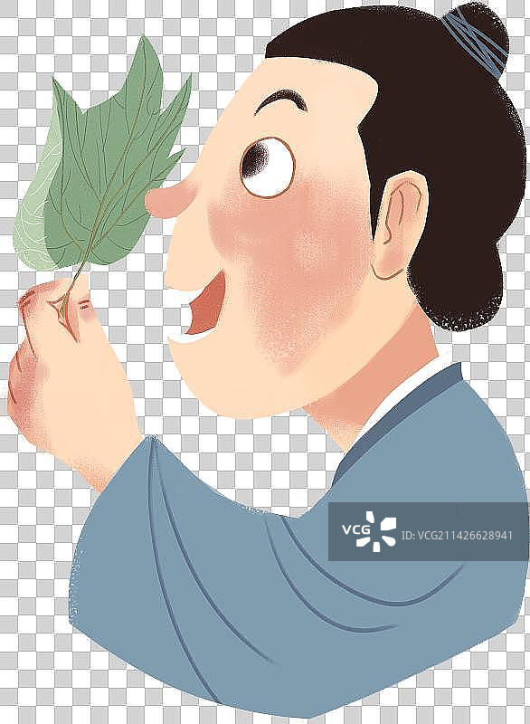 一叶障目成语故事人物元素图片素材