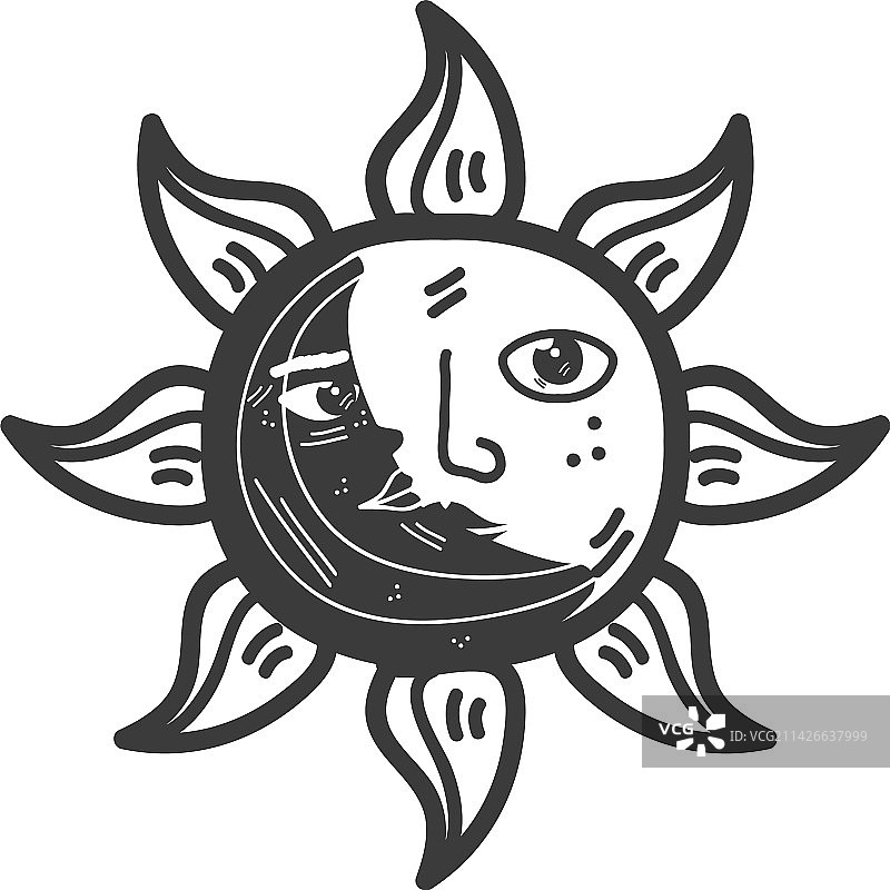 太阳和月亮深奥配色图片素材