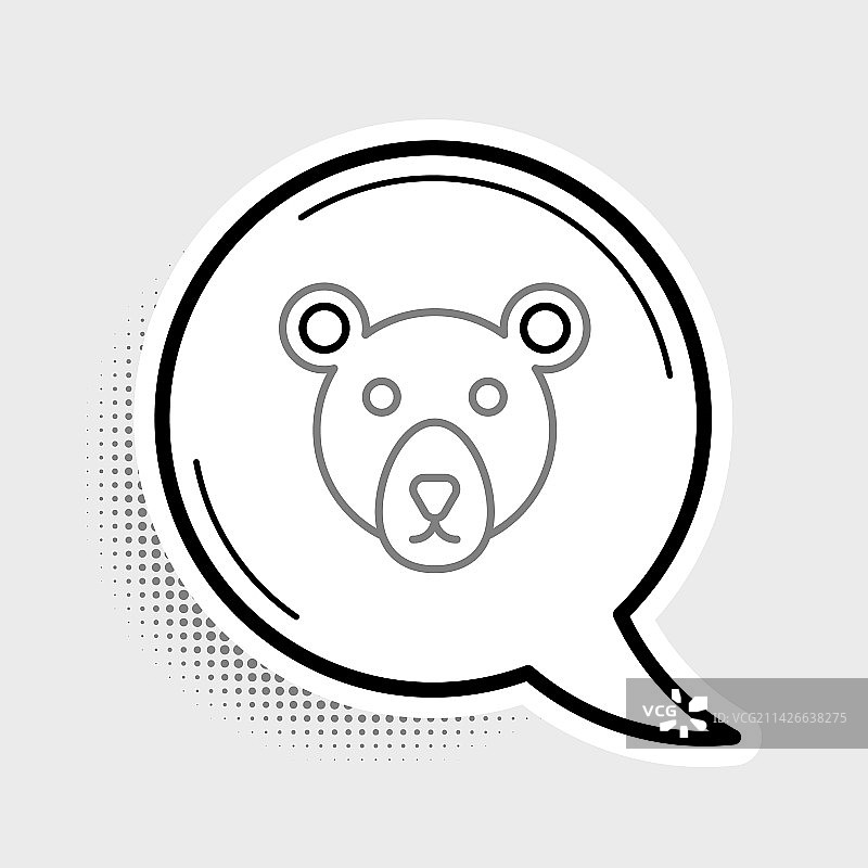 灰色背景上的线条熊头图标图片素材