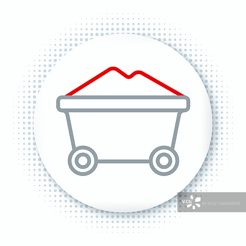 白色背景上的煤矿手推车线条图标图片素材