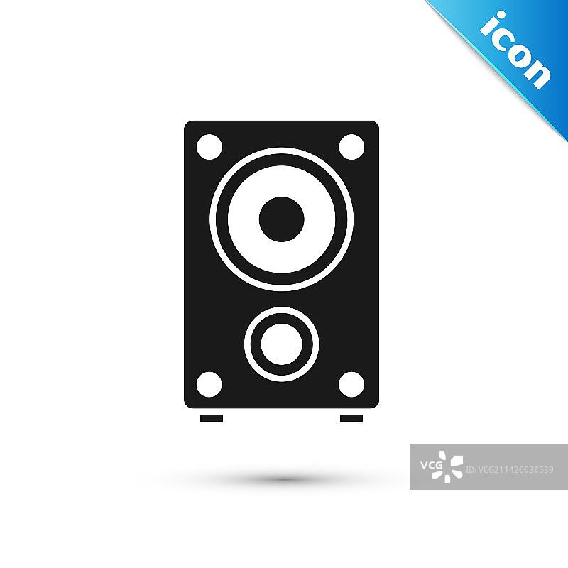 白色背景上的灰色立体声扬声器图标图片素材