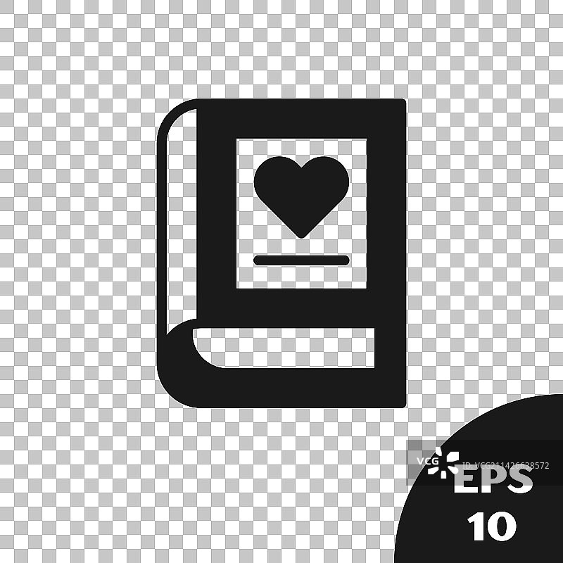 黑色医学书籍图标，在透明背景上隔离图片素材