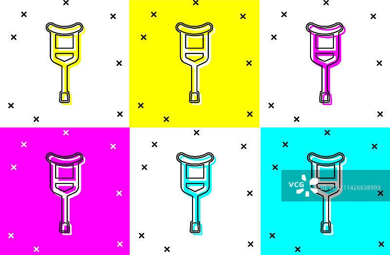 彩色背景上的拐杖图标图片素材