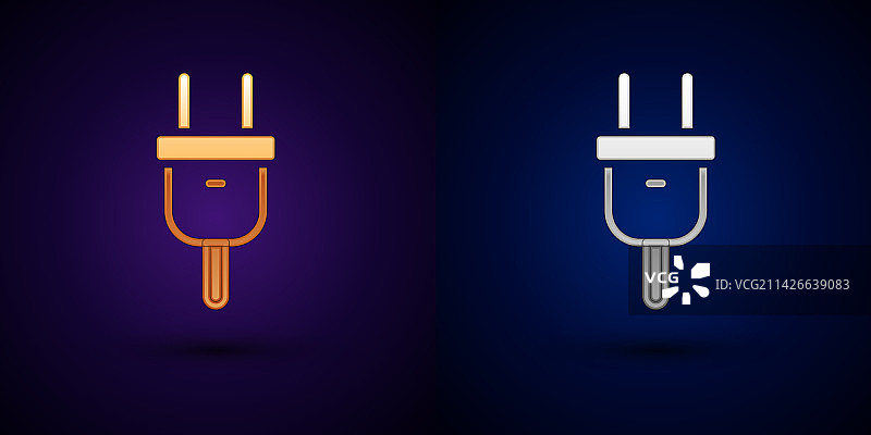 金色和银色电源插头图标图片素材