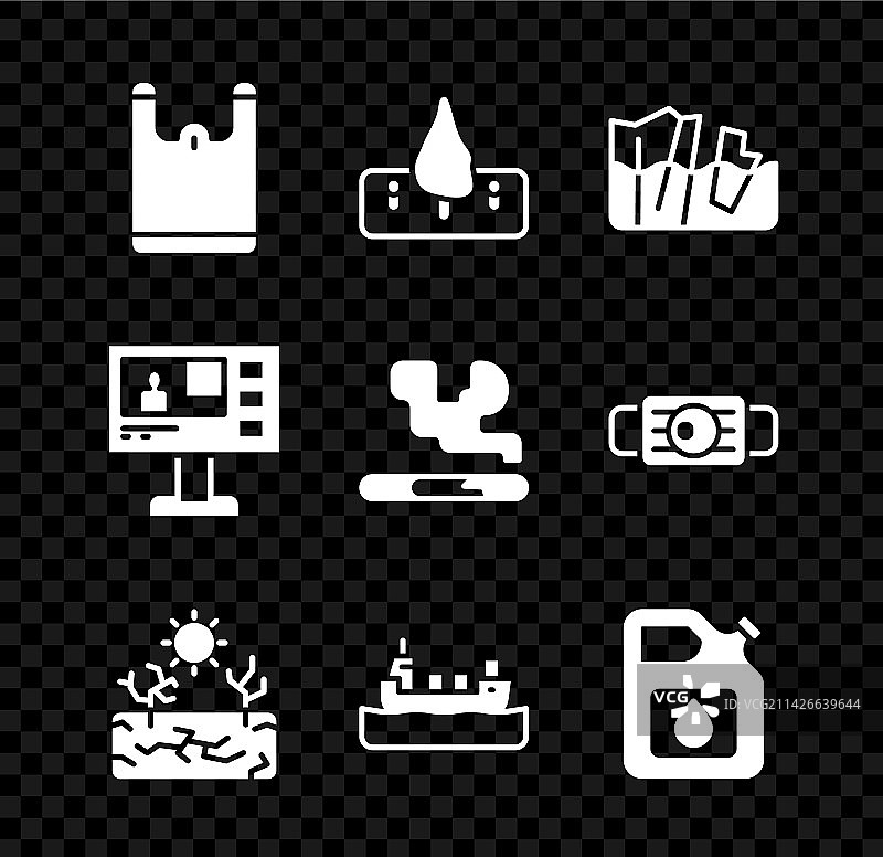 塑料袋森林砍伐冰川融化图片素材