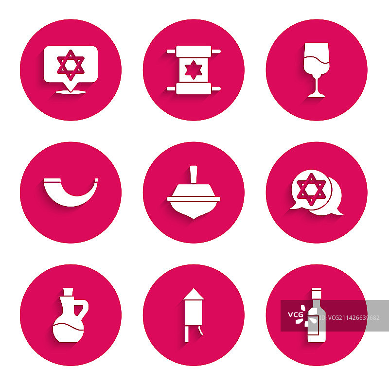 光明节陀螺烟花火箭犹太葡萄酒图片素材