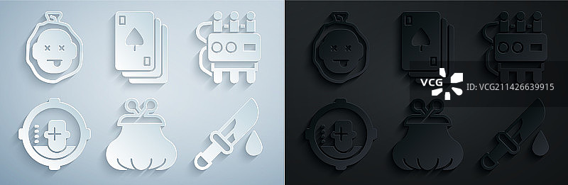 钱包、炸药和定时器时钟的头像集合图片素材