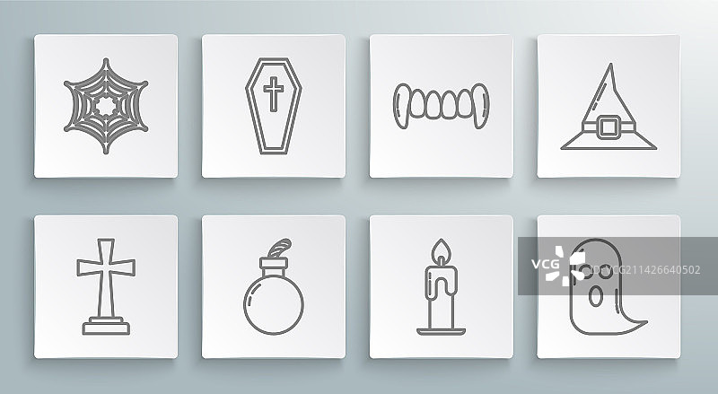 带十字架的墓碑棺材基督教线条组合图片素材