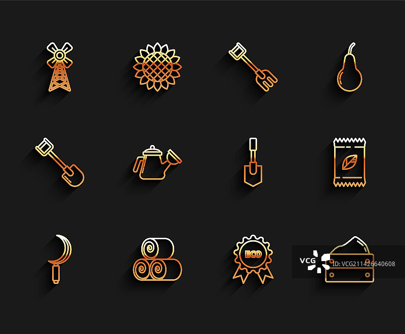 镰刀、干草卷、风车和banner图片素材