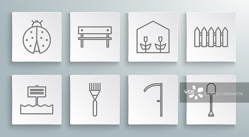 空白木制标志板长凳花园线性图标图片素材