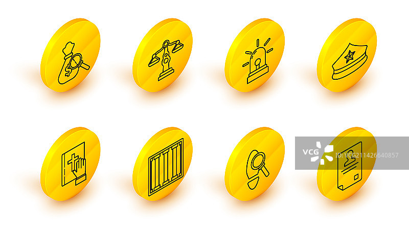 放大镜识别证件线条icon合集图片素材