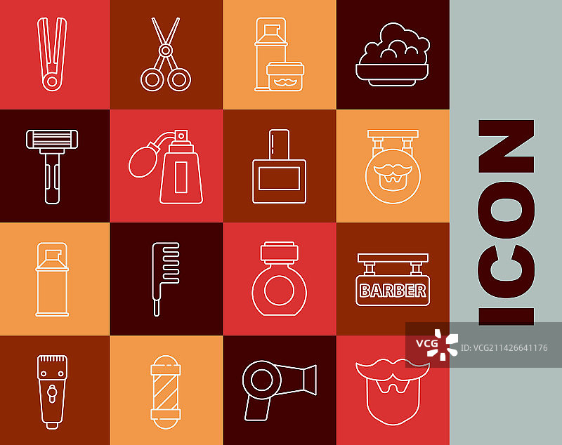 胡子和胡须理发店剃须组合图片素材