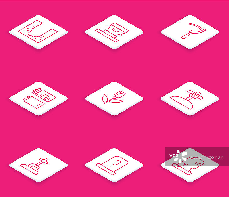 墓地挖掘坟墓洞穴棺材线条组合图片素材