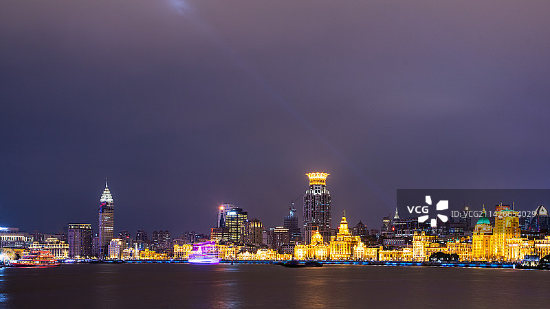 上海市黄浦区外滩-城市风光夜景全景图片素材