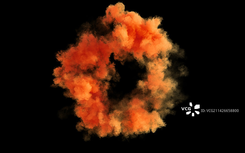 橙色圆环形烟雾3D渲染图片素材