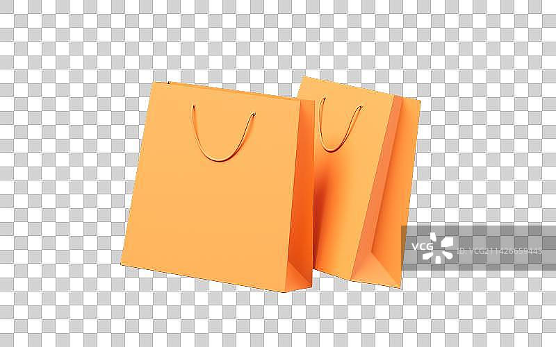 橙色购物袋3D渲染图片素材